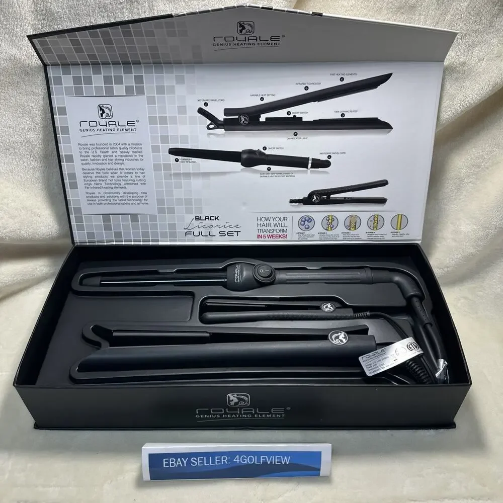 New In Box Royale Full Set - Curling Wand, Standard and Mini Hair Straighteners